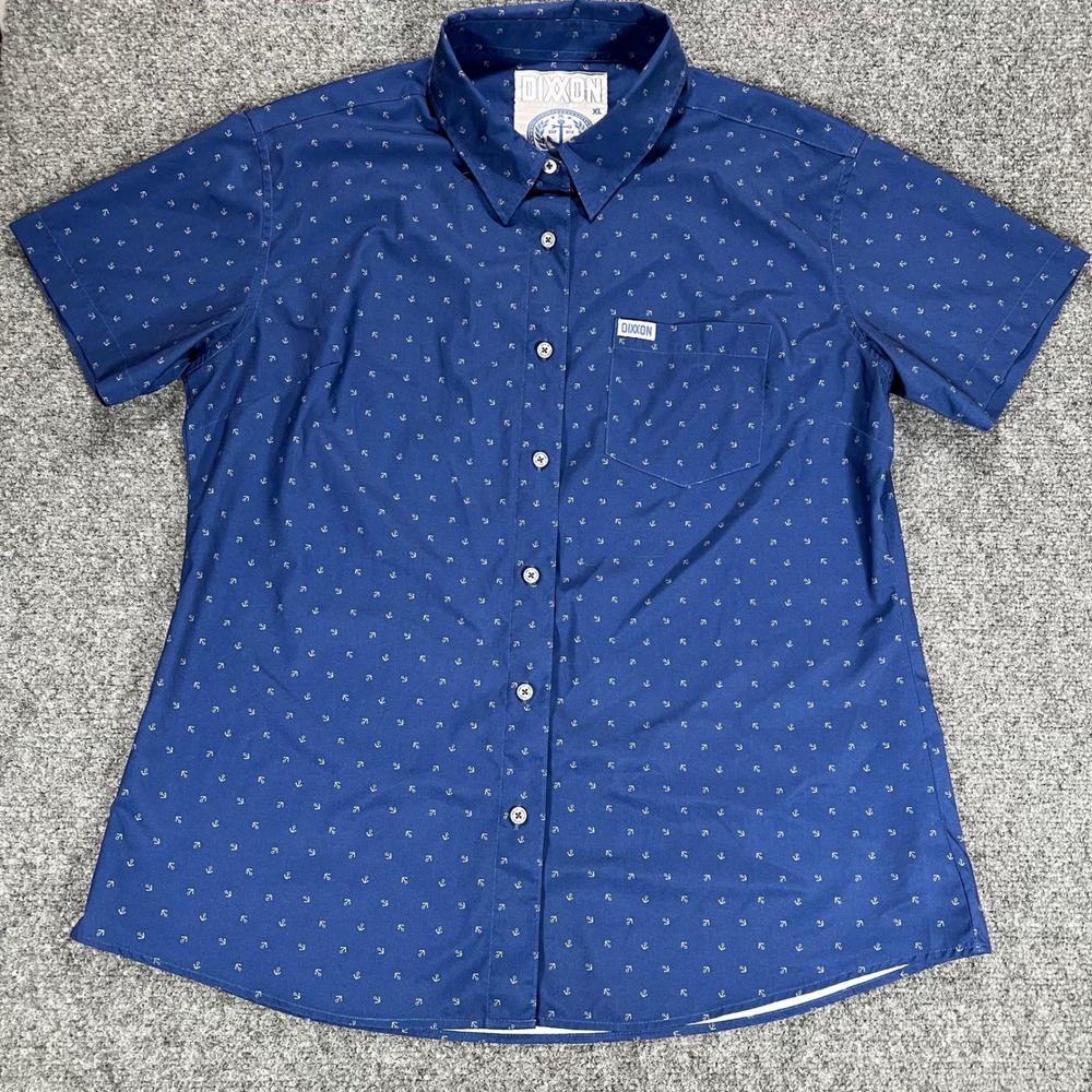 Dixxon Flannel Co The Avery Navy Blue Anchor Print Short Sleeve Shirt Womens XL